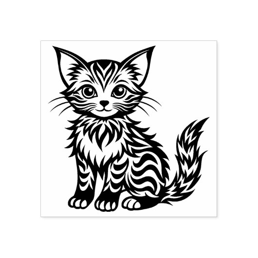 Cute Kitten Rubber Stamp Rubberstempel (Afrduk)