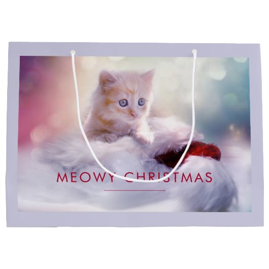 Cute Kitten rust op een kerstman met kerstmis Groot Cadeauzakje (Achterkant)