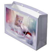 Cute Kitten rust op een kerstman met kerstmis Groot Cadeauzakje (Achterkant Gekanteld)