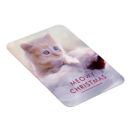 Cute Kitten rust op een kerstman met kerstmis Magneet (Rechterzijde)