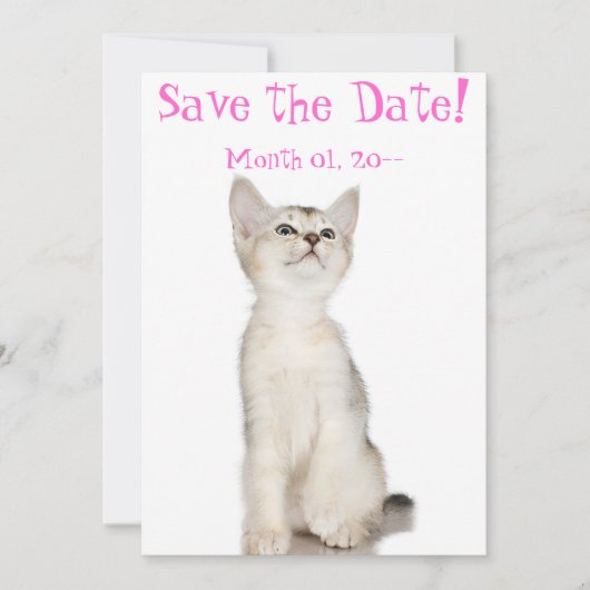 Cute Kitten sparen de Mededelingen van de Datum Save The Date (Voorkant)