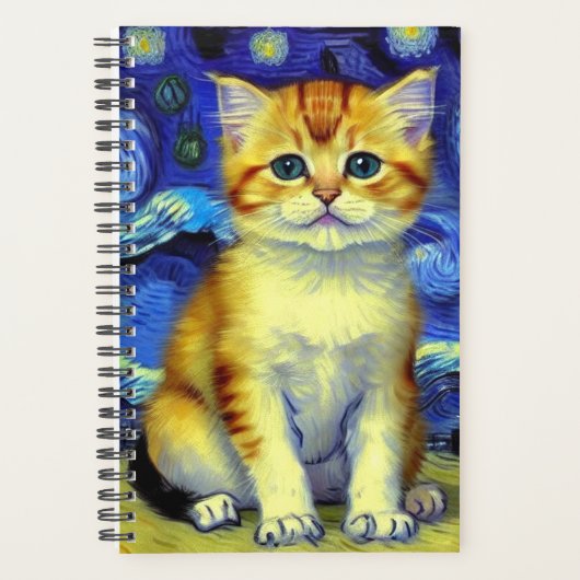 Cute Kitten Starry Night Van Gogh (Devant)