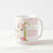 Cute Kitten Sweet Monogram Rose Girl Coffee Mug (Devant droit)