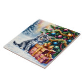 Cute Kitten Under Christmas Tree Tegeltje (Zijkant)