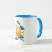 Cute Kitten vliegt met Umbrella Mok (Voorkant rechts)