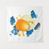 Cute Kitten vliegt met Umbrella Wandkleed (Voorkant (horizontaal))