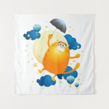 Cute Kitten vliegt met Umbrella