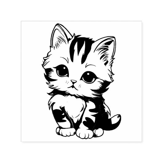 Cute Kitten Zelfinktende Stempel (Design)