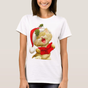 Cute Kitten zingt het T-shirt voor de kerstCaroler