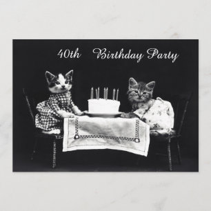 Cute Kittens 40th Birthday Party Kaart