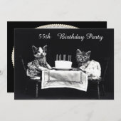 Cute  Kittens 55th Birthday Party Kaart (Voorkant / Achterkant)