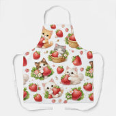 Cute Kittens and Strawberries Kitchen Apron Schort (Voorkant)
