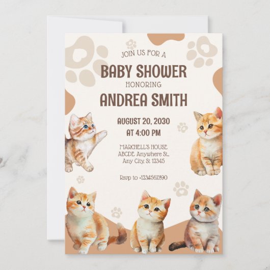 Cute kittens baby shower Invitation (Devant)