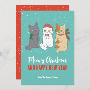 Cute Kittens Cat Winter Holiday Meowy Kerstmis Feestdagenkaart