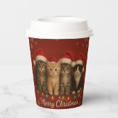 Cute Kittens Christmas Cup. Papieren Bekers (Achterkant)