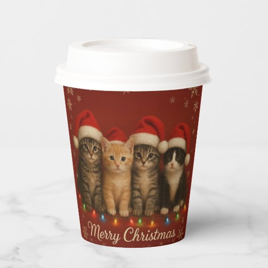 Cute Kittens Christmas Cup. Papieren Bekers (Voorkant)