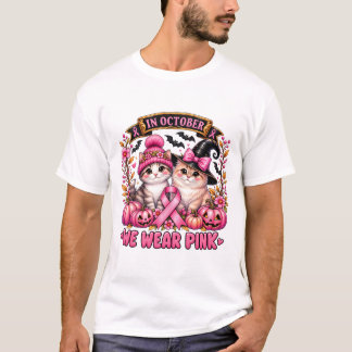 Cute Kittens In Oktober dragen we Roze Borstkanker T-shirt