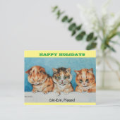 Cute Kittens Lous Wain Cats Holiday Dinner  Briefkaart (Staand voorkant)