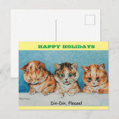 Cute Kittens Lous Wain Cats Holiday Dinner  Briefkaart (Voorkant / Achterkant)