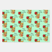 Cute Kittens met bloem- en kerstdag Inpakpapier Vel (Voorkant 3)