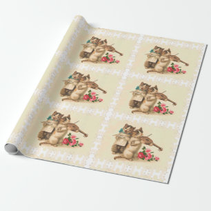 Cute Kittens Zing and Play Violin Kat Art Cadeaupapier