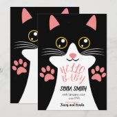 Cute Kitty Baby Arrival Announcement Bedankkaart (Voorkant / Achterkant)