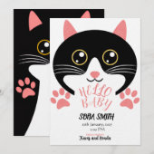 Cute Kitty Baby Arrival Announcement Kaart (Voorkant / Achterkant)