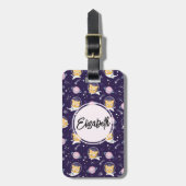 Cute Kitty Cat Astronauts Pattern Bagagelabel (Voorkant verticaal)