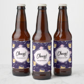 Cute Kitty Cat Astronauts Pattern Bier Etiket (Flessen)