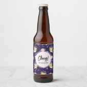 Cute Kitty Cat Astronauts Pattern Bier Etiket (Voorkant)