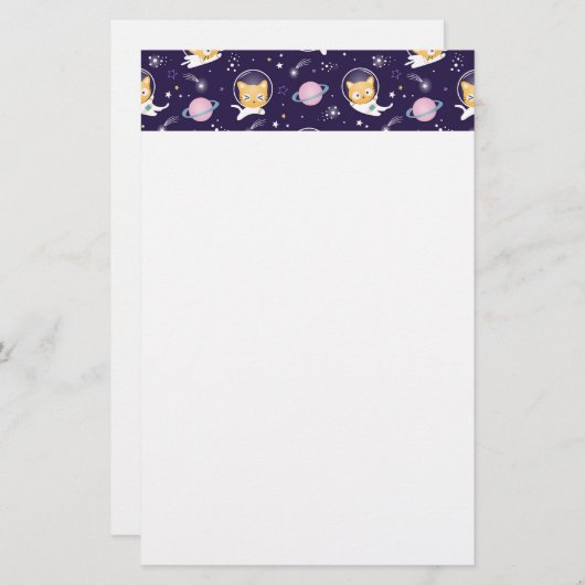 Cute Kitty Cat Astronauts Pattern Briefpapier (Voorkant / Achterkant)