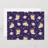 Cute Kitty Cat Astronauts Pattern Feestdagenkaart (Voorkant / Achterkant)