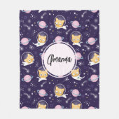 Cute Kitty Cat Astronauts Pattern Fleece Deken (Voorkant)