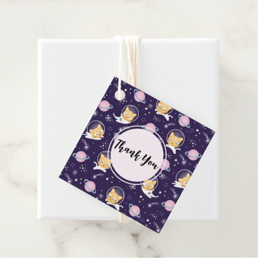 Cute Kitty Cat Astronauts Pattern Hartelijk dank Bedankjes Labels (In situ)