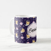 Cute Kitty Cat Astronauts Pattern Koffiemok (Voorkant links)