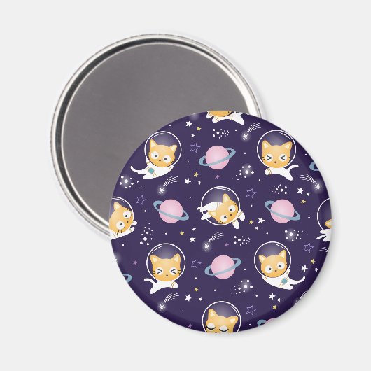 Cute Kitty Cat Astronauts Pattern Magneet (Voorkant / Achterkant)