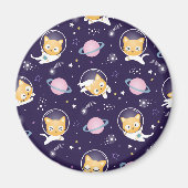 Cute Kitty Cat Astronauts Pattern Magneet (Voorkant)