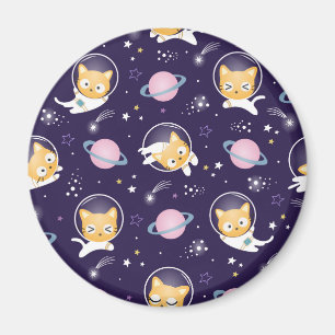 Cute Kitty Cat Astronauts Pattern Magneet