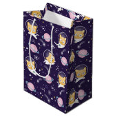 Cute Kitty Cat Astronauts Pattern Medium Cadeauzakje (Voorkant Gekanteld)