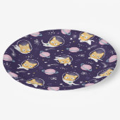 Cute Kitty Cat Astronauts Pattern Papieren Bordje (Gekanteld)