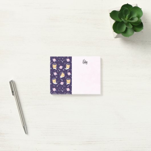Cute Kitty Cat Astronauts Pattern Post-it® Notes (Kantoor)