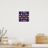 Cute Kitty Cat Astronauts Pattern Poster (Keuken)