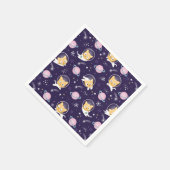 Cute Kitty Cat Astronauts Pattern Servet (Hoek)