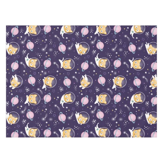 Cute Kitty Cat Astronauts Pattern Tafelkleed (Voorkant (Horizontaal))