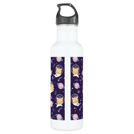 Cute Kitty Cat Astronauts Pattern Waterfles (Achterkant)