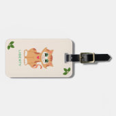 Cute Kitty Cat & Bay Leaves Bagagelabel (Voorkant horizontaal)
