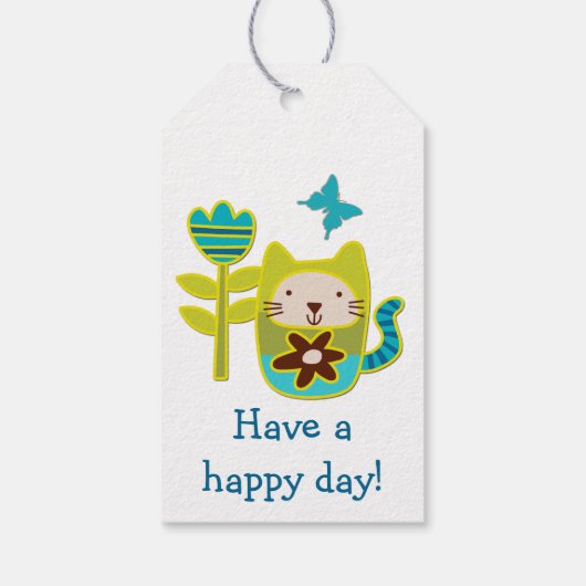 Cute Kitty Cat Birthday Cadeaulabel (Achterkant)