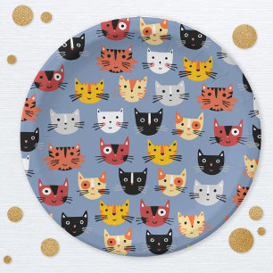 Cute Kitty Cat Blue Papieren Bordje