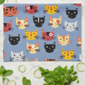 Cute Kitty Cat Blue Theedoek (Gevouwen)