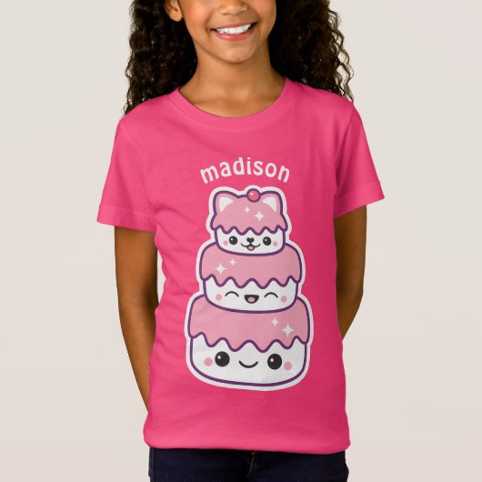 Cute Kitty Cat Cake T-shirt (Voorkant)
